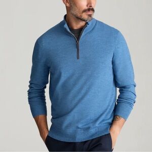 Untuckit 1/4 Zip Pullover Belguardo Navy Blue Merino Wool Sweater Men’s Sz M